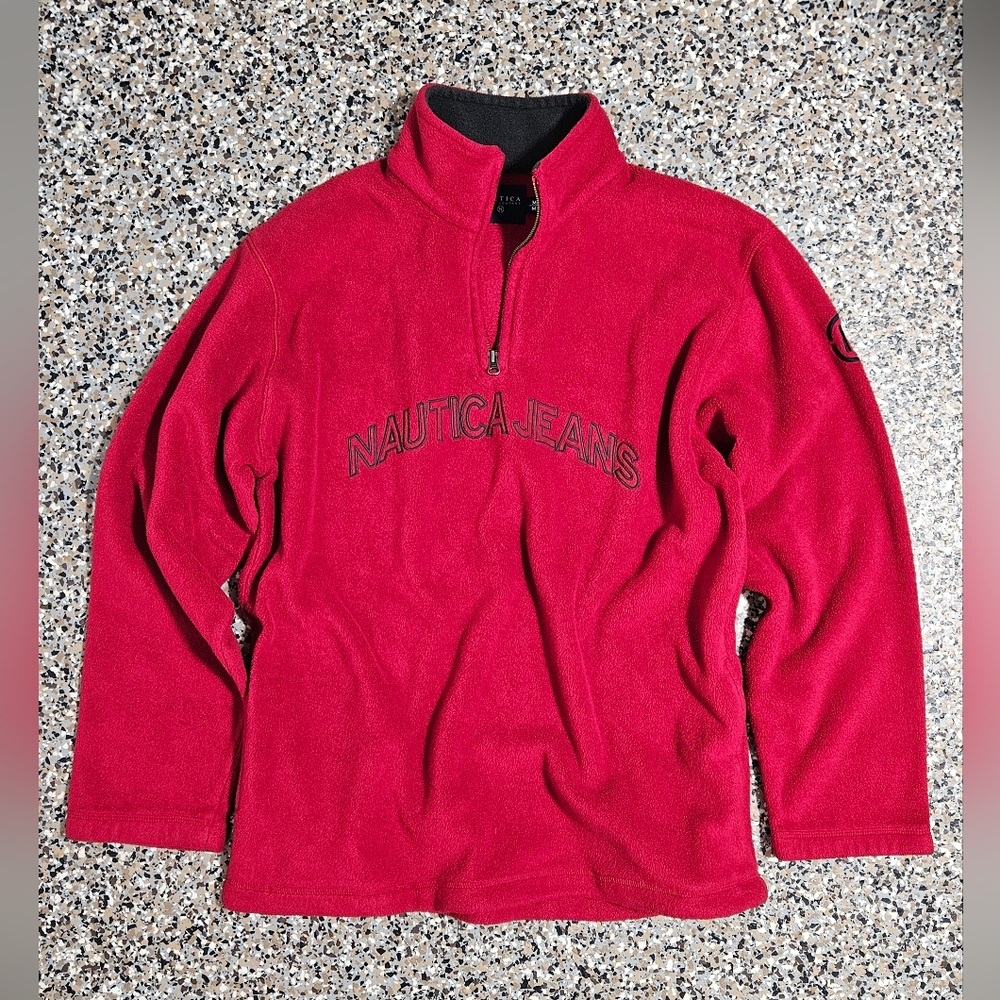 RED Nautica Jeans Co. fleece is a vintage-style 1/4 zip pullover